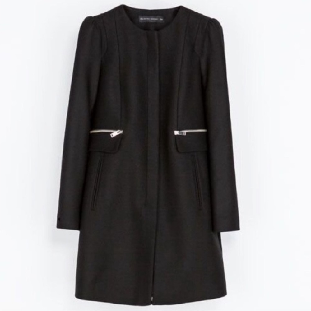 Zara Wool Blend Detailed Winter Coat